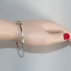 Sterling Silver Equestrian Stirrup Bangle Bracelet. Artistic 3-Dimensional